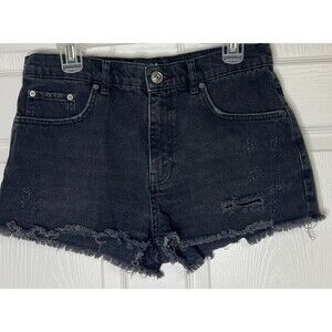 BDG Urban Outfitters Essential Mid Rise Cut Off Jean Shorts Sz 29 Charcoal Wash